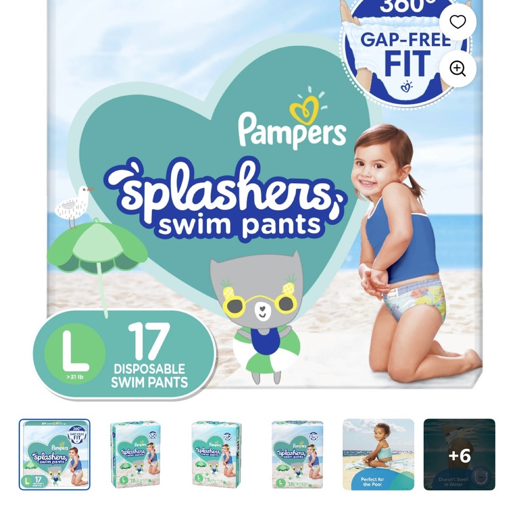 Pampers Splashers Swim Diapers/Disposable Swim Pants, Large (> 31 lb)